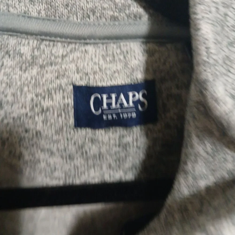 Chaps Mens Sweater Fleece  Qtr Zip 2xl Grey  New